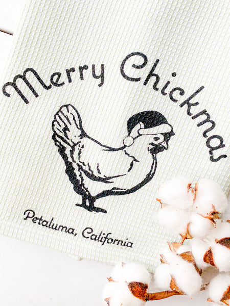 Luma Vintage Merry Chickmas Petaluma Tea Towel - Sage Waffle