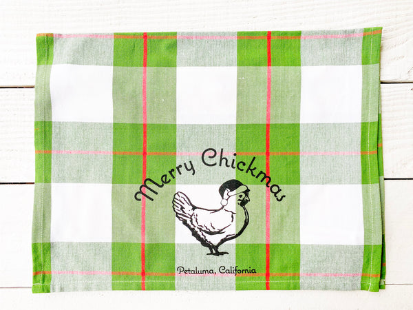 Luma Vintage Merry Chickmas Petaluma Tea Towel- Green Plaid