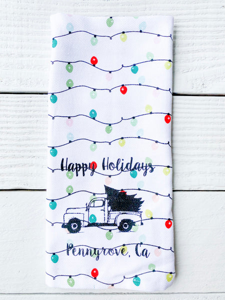 Luma Vintage Penngrove Happy Holidays Tea Towel- Holiday Lights