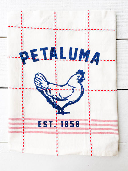 Luma Vintage Petaluma  Chicken Tea Towel - Red/Blue Plaid