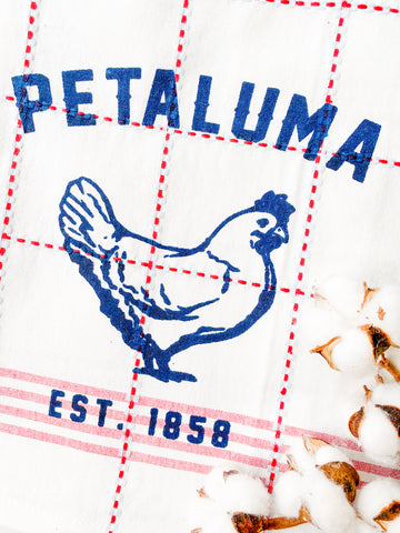 Luma Vintage Petaluma  Chicken Tea Towel - Red/Blue Plaid