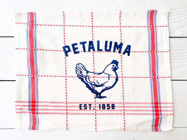 Luma Vintage Petaluma  Chicken Tea Towel - Red/Blue Plaid