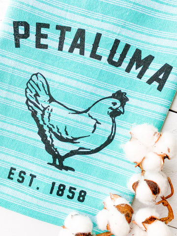Luma Vintage Petaluma Chicken Tea Towel - Turquoise Stripe