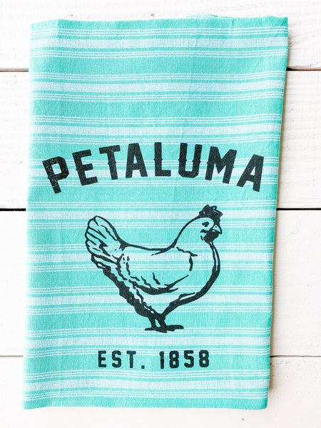 Luma Vintage Petaluma Chicken Tea Towel - Turquoise Stripe