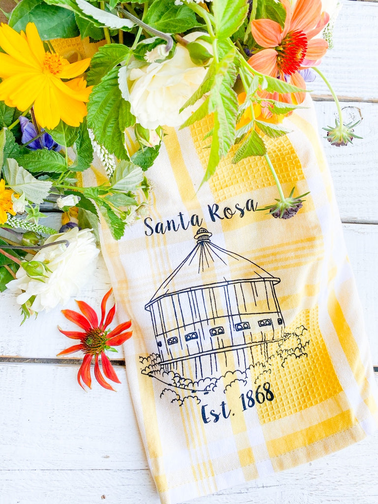 Luma Vintage Santa Rosa Round Barn Tea Towel- Yellow Plaid