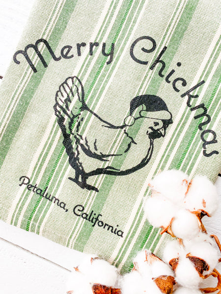Merry Chickmas Petaluma Luma Vintage - Green Vertical Mulit- Stripe