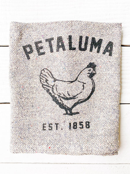 Rustic Tea Towel with Luma Vintage Petaluma Chicken-Blue Tweed