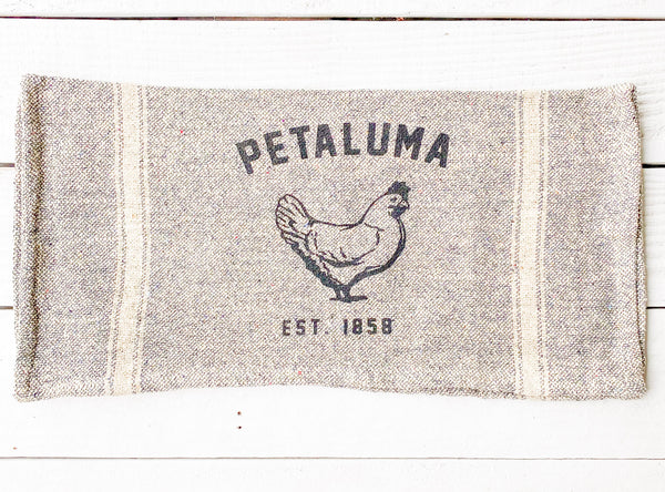 Rustic Tea Towel with Luma Vintage Petaluma Chicken-Blue Tweed
