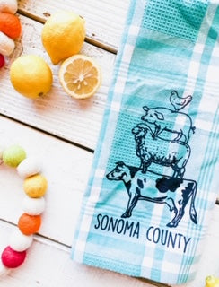 Luma Vintage Animal Stack Sonoma County Tea Towel- Teal