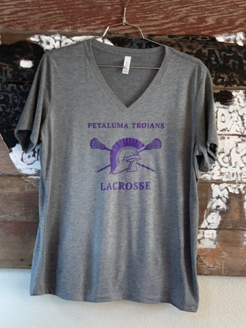 Petaluma Lacrosse Grey Tri-Blend Women’s V-neck