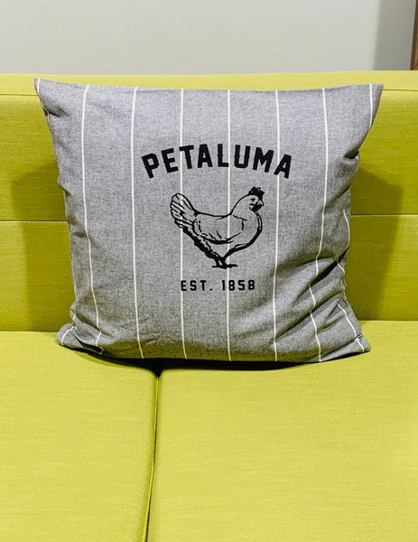 Petaluma Chicken Pillow Cover- Grey/White Stripe