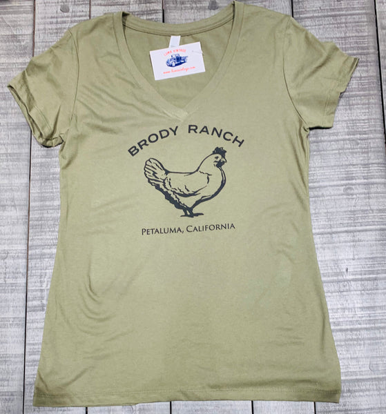Brody Ranch Women's  Short Sleeve V-neck Army Green