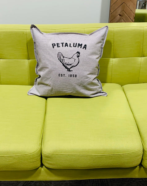 Petaluma Chicken Pillow Cover- Grey Pinstripe