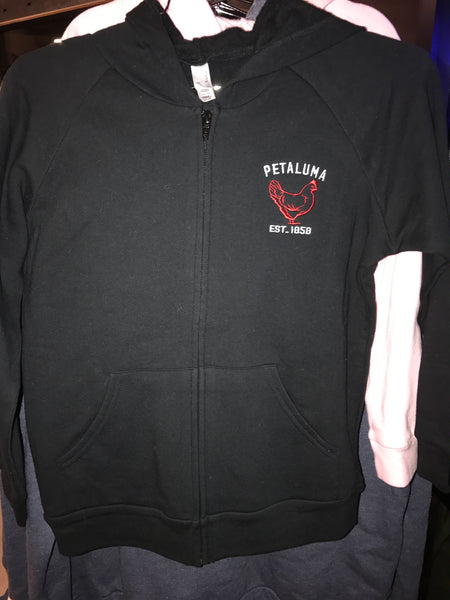 Kids Black Hoodie Sweatshirt with Luma Vintage Chicken Logo