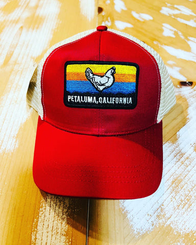 Petaluma Chicken Patch Trucker Hat, Red