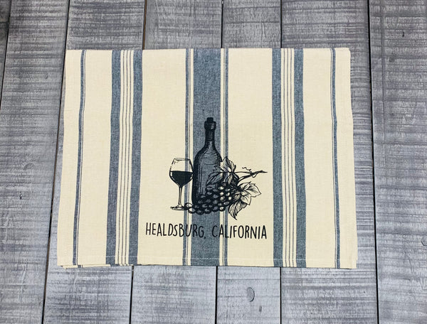 Healdsburg Wine Tea Towel French Stripe