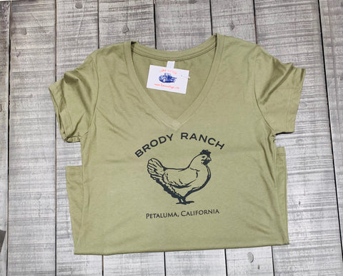 Brody Ranch Women's  Short Sleeve V-neck Army Green
