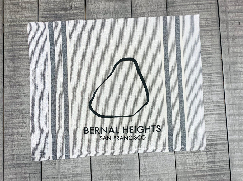 Bernal Heights Rock Tea Towel- Grey Stripe