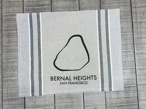 Bernal Heights Rock Tea Towel- Grey Stripe