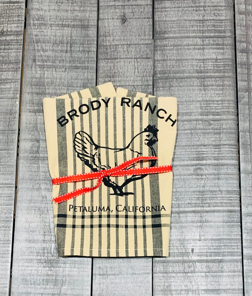 Brody Ranch Tea Towel with Luma Vintage Petaluma Chicken- Burberry Plaid