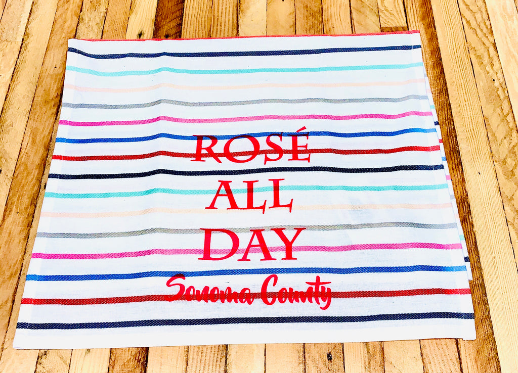Multi-Stripe Luma Vintage  Rose All Day Tea Towel