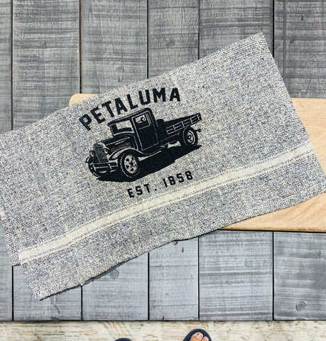 Tea Towel with Luma Vintage Truck- Petaluma Blue Tweed