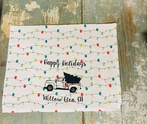 Willow Glen Happy Holidays Tea Towel - Holiday Lights