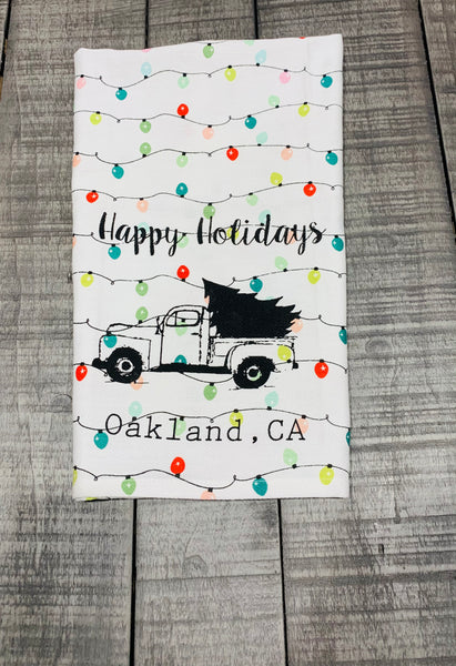 Luma Vintage Happy Holidays Oakland Tea Towel - Holiday Lights