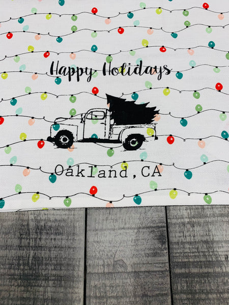 Luma Vintage Happy Holidays Oakland Tea Towel - Holiday Lights