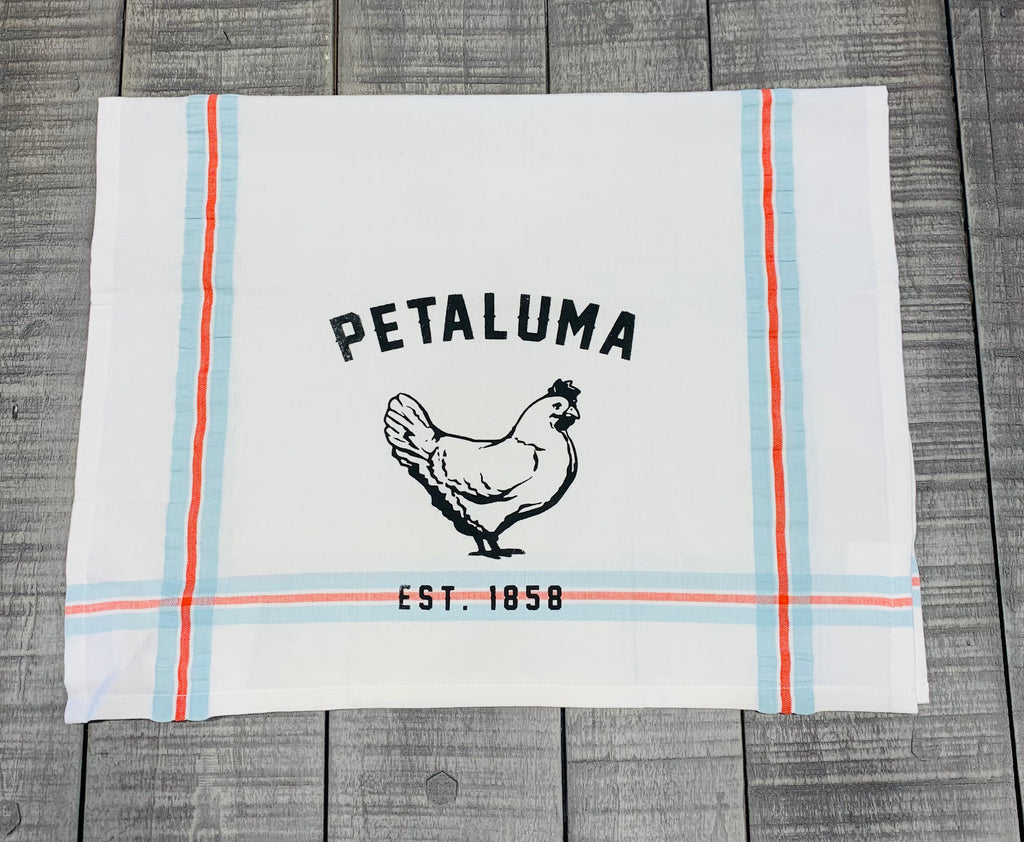 Tea Towel with Luma Vintage Petaluma Chicken -Ribbon Stripe