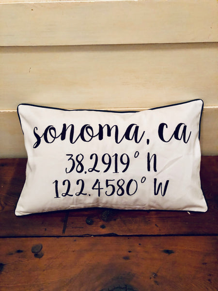 Sonoma Longitude Latitude Embroidered Lumbar Pillow Cover