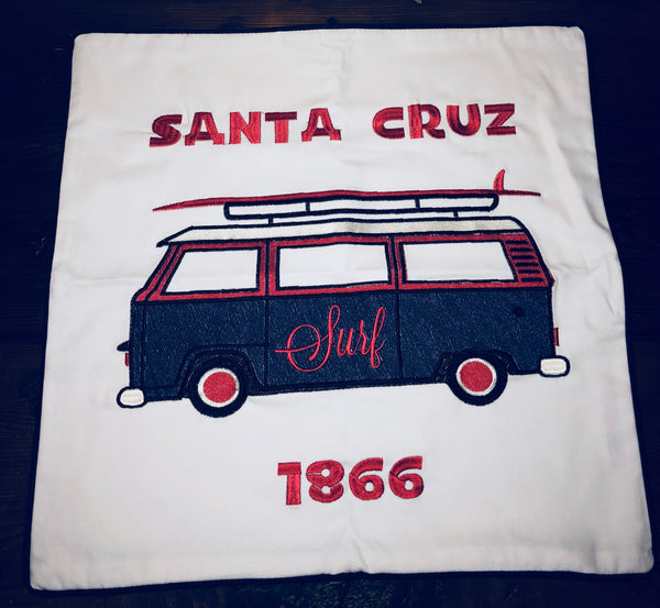 Embroidered Santa Cruz Surf Van Pillow Cover by Luma Vintage