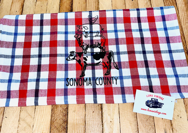 Luma Vintage Animal Stack Sonoma County Tea Towel- Gingham or Plaid