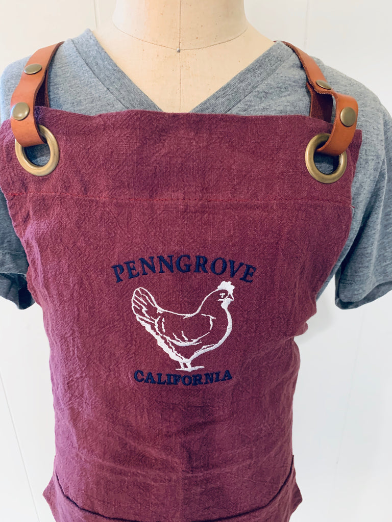 Merlot Chef’s Apron with Adjustable Leather Straps-Penngrove