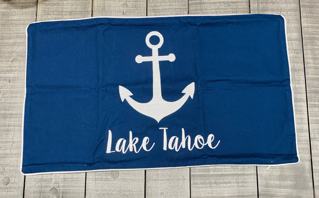 Lake Tahoe Longitude Latitude Embroidered Lumbar Pillow Cover