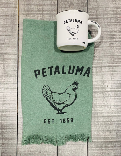 Green Fringe Tea Towel with Luma Vintage Chicken