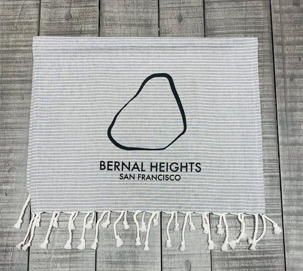 Bernal Heights Rock Tea Towel- Grey Fringe