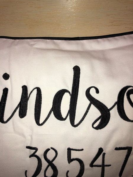 Windsor, CA Longitude Latitude Embroidered Lumbar Pillow Cover