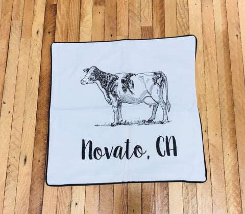 Embroidered Novato Cow Pillow Cover