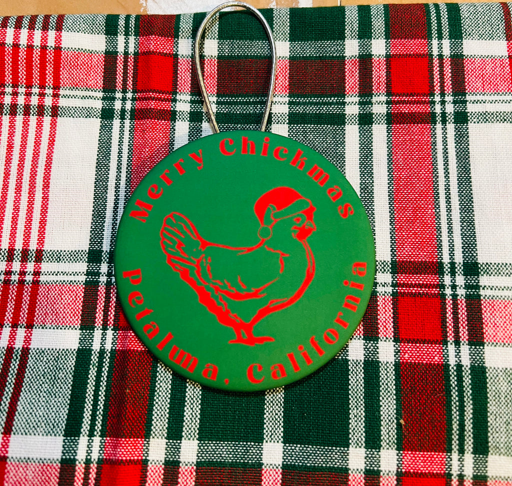 Merry Chickmas Petaluma  Flat Holiday Ornament- Red