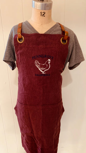 Merlot Chef’s Apron with Adjustable Leather Straps-Penngrove