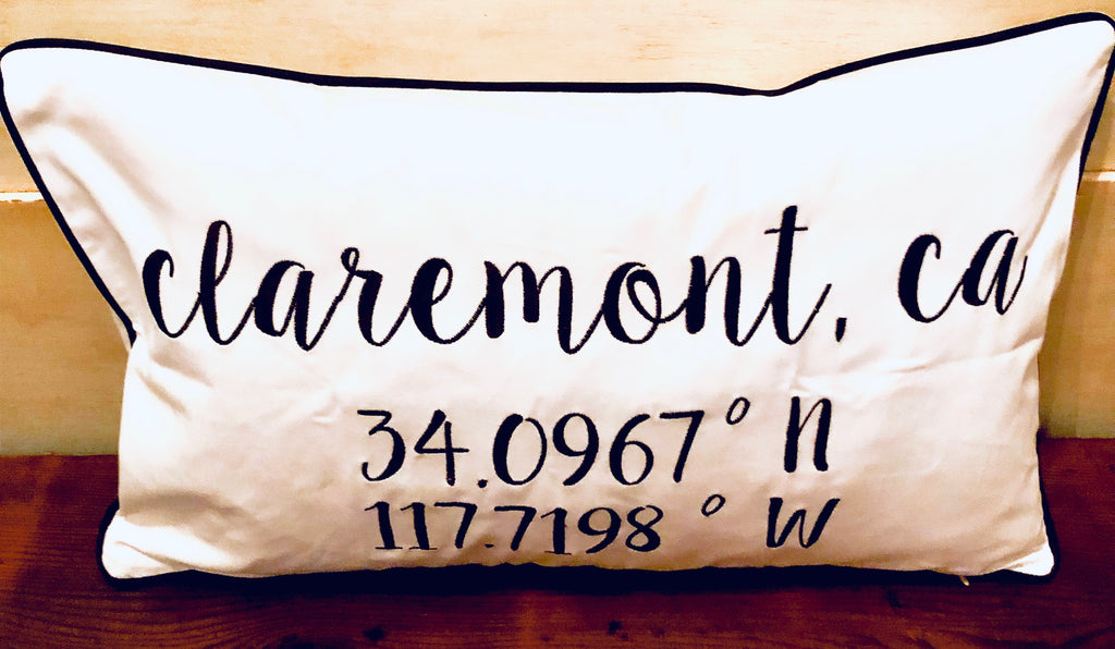Claremont Longitude Latitude Embroidered Lumbar Pillow Cover