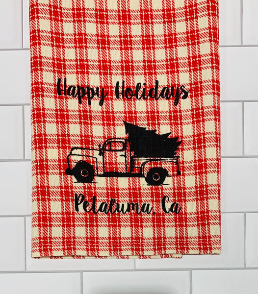 Luma Vintage Happy Holiday Petaluma Tea Towel - Farmhouse Plaid