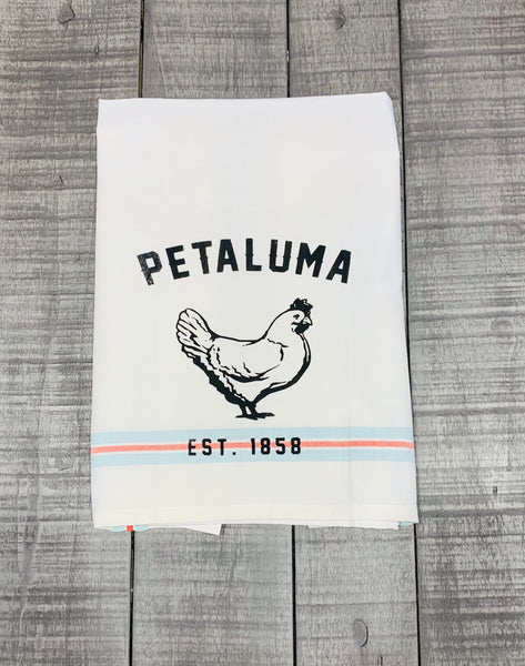 Tea Towel with Luma Vintage Petaluma Chicken -Ribbon Stripe