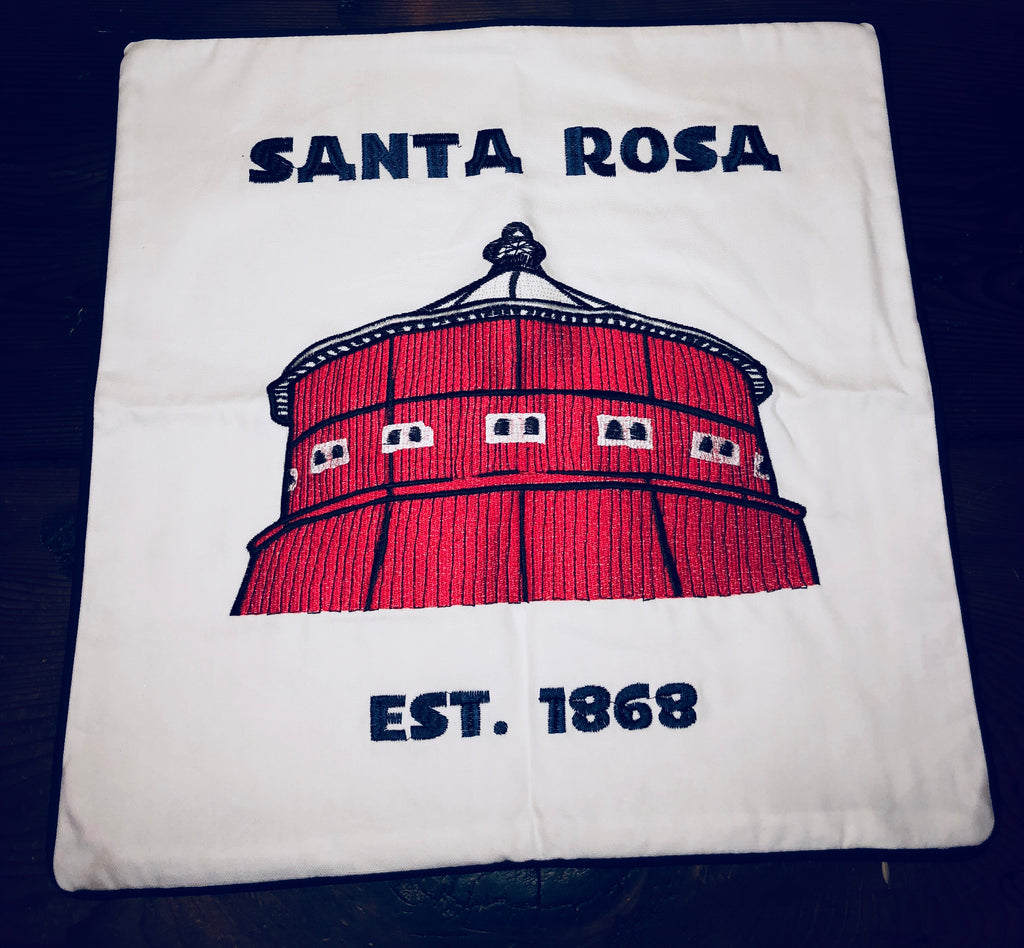Embroidered Santa Rosa Round Barn Pillow Cover by Luma Vintage