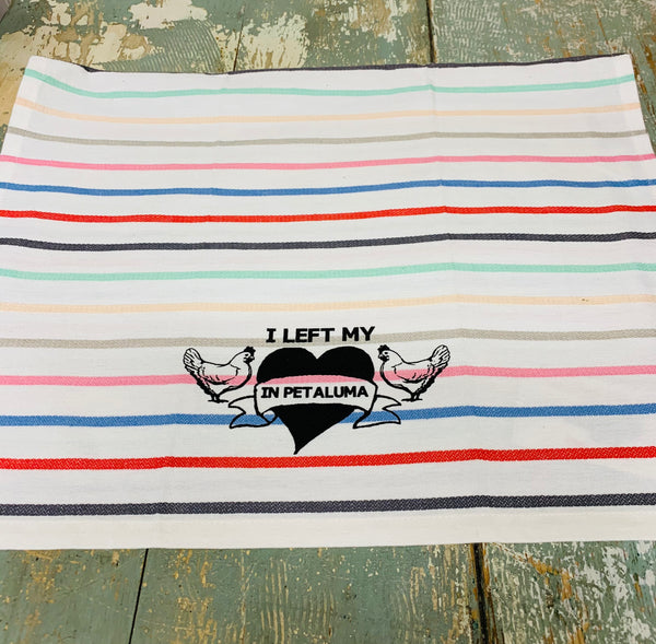 Left My Heart In Petaluma Tea Towel -Multi- Stripe