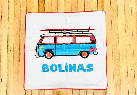 Embroidered Bolinas Van Pillow Cover