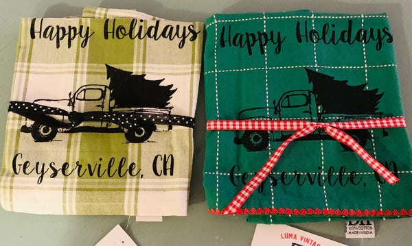 Luma Vintage Happy Holidays Geyserville Tea Towel