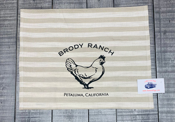 Brody Ranch Tea Towel with Luma Vintage Petaluma Chicken- Beige Stripe