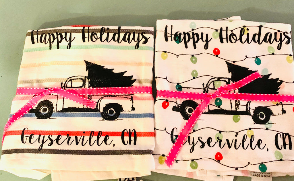 Luma Vintage Happy Holidays Geyserville Tea Towel
